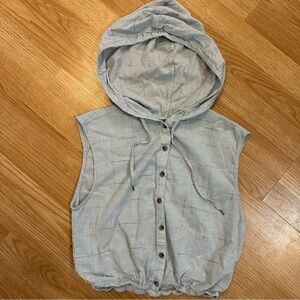 Bdg medium 100% cotton sleeveless hooded crop top button down rainbow threaded